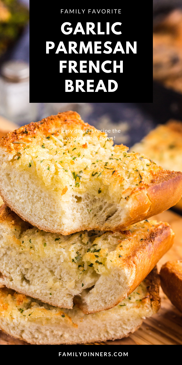 french bread cut in slices and toasted with garlic and parmesan