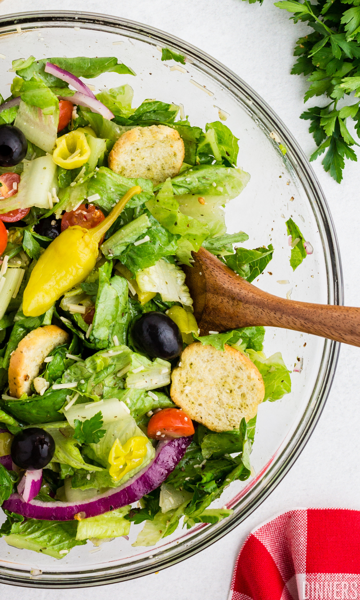 closeup of Italian salad in a bowl