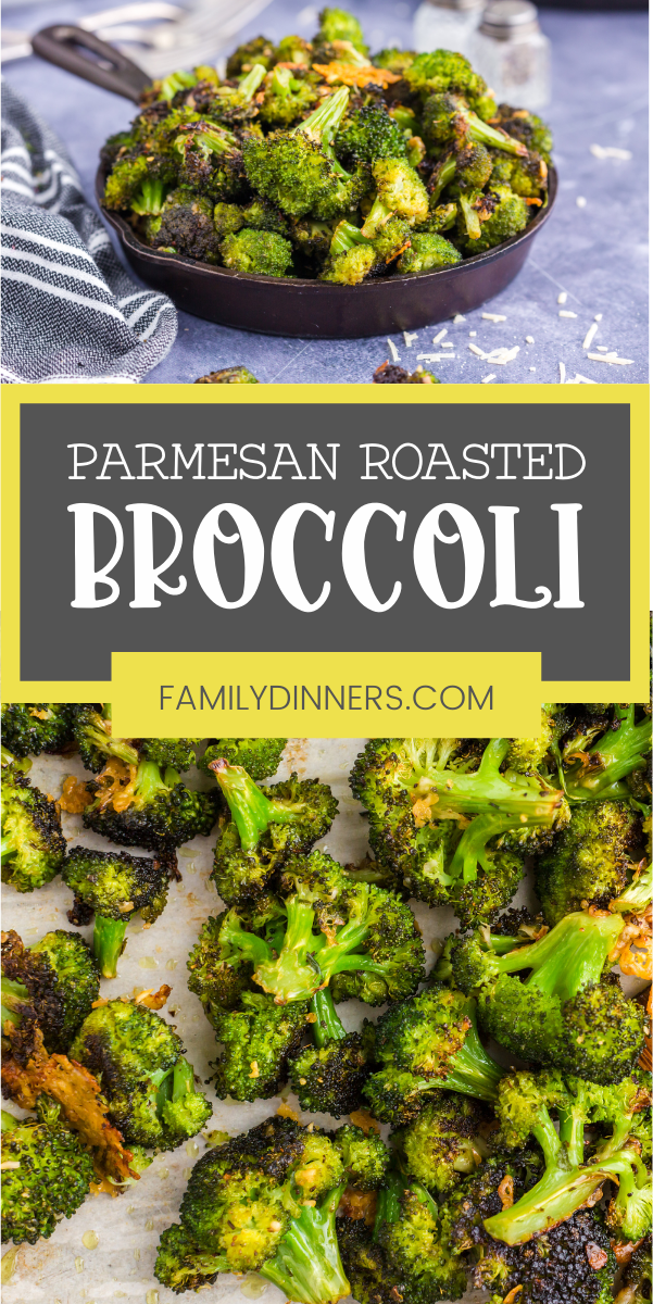 baking sheet with parmesan roasted broccoli on top