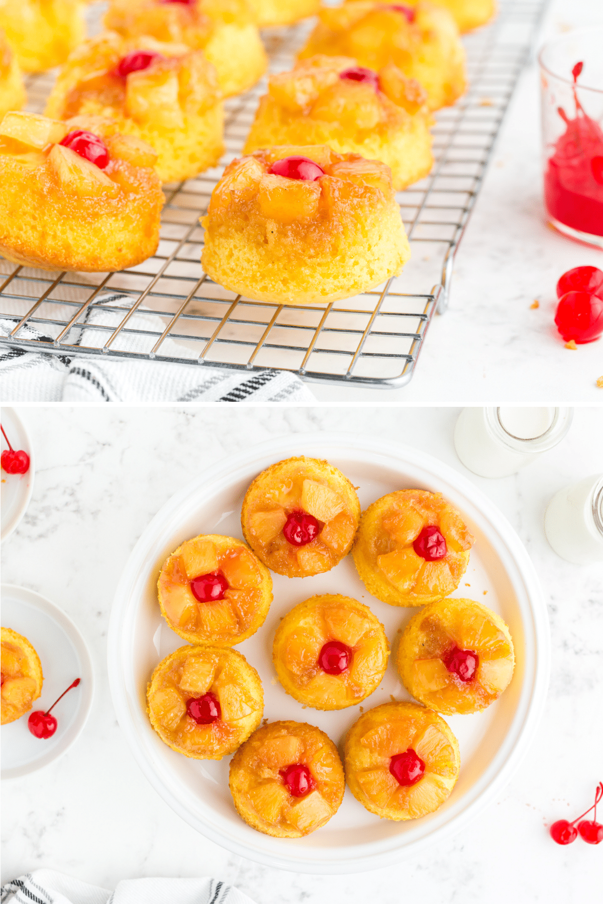 small pineapple upside down cakes on a plate