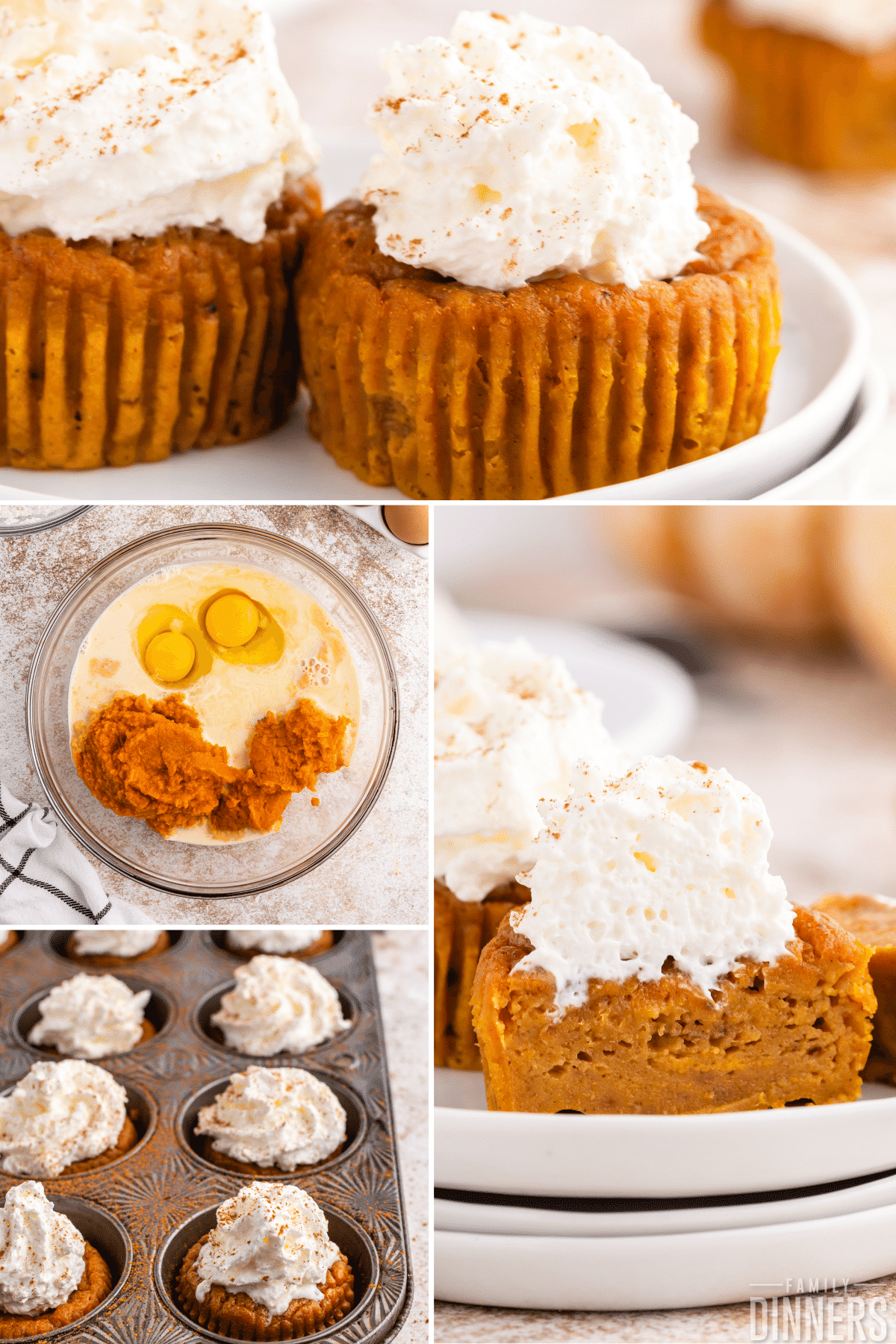 pumpkin pie cupcakes collage