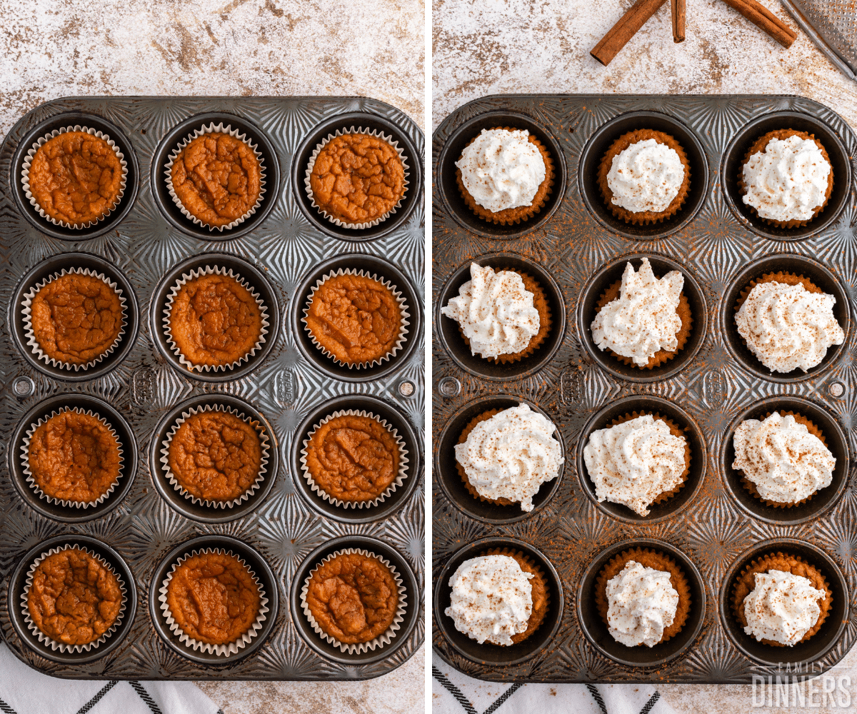 pumpkin pie cupcakes collage