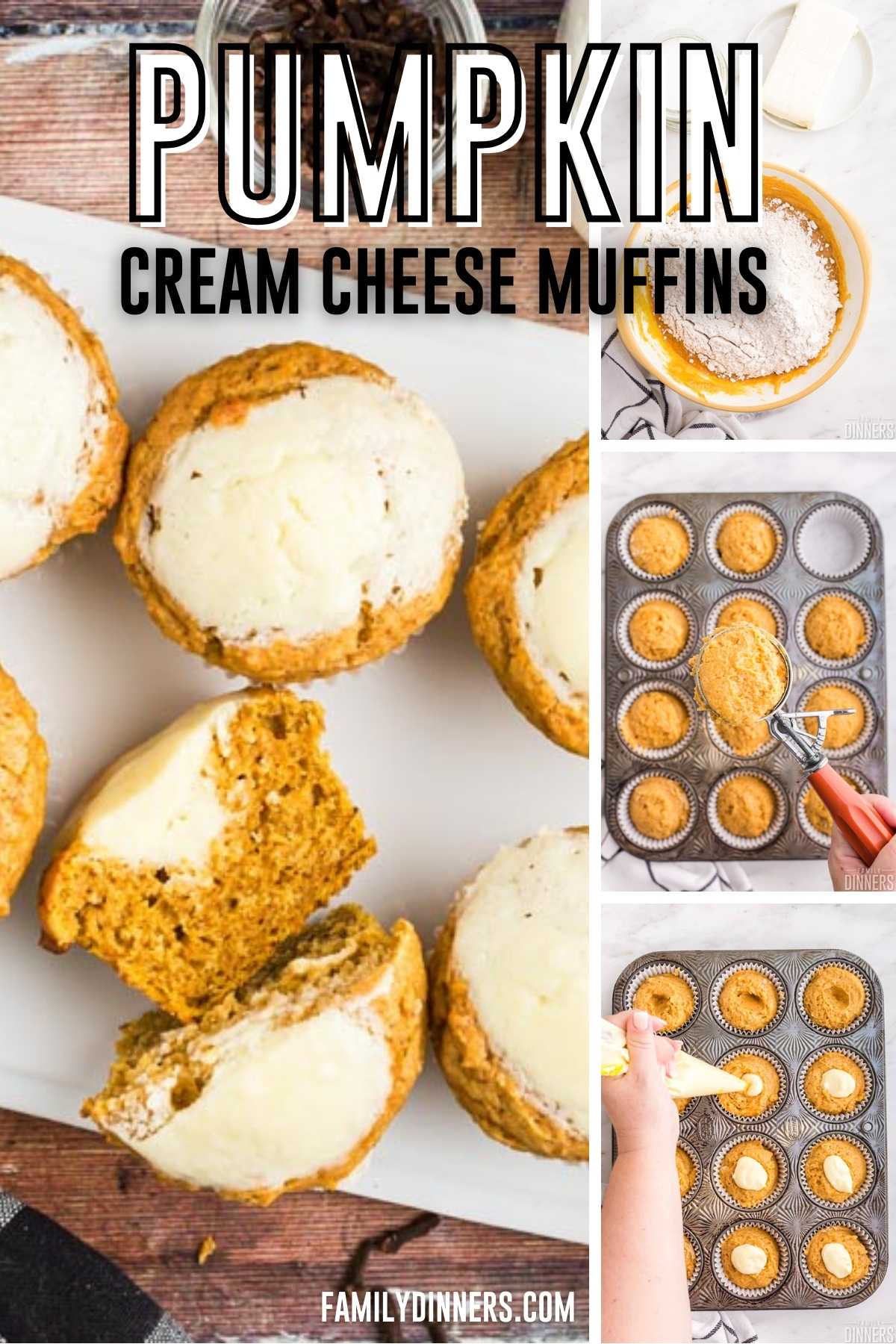 pumpkin cream cheese muffins  recipe collage