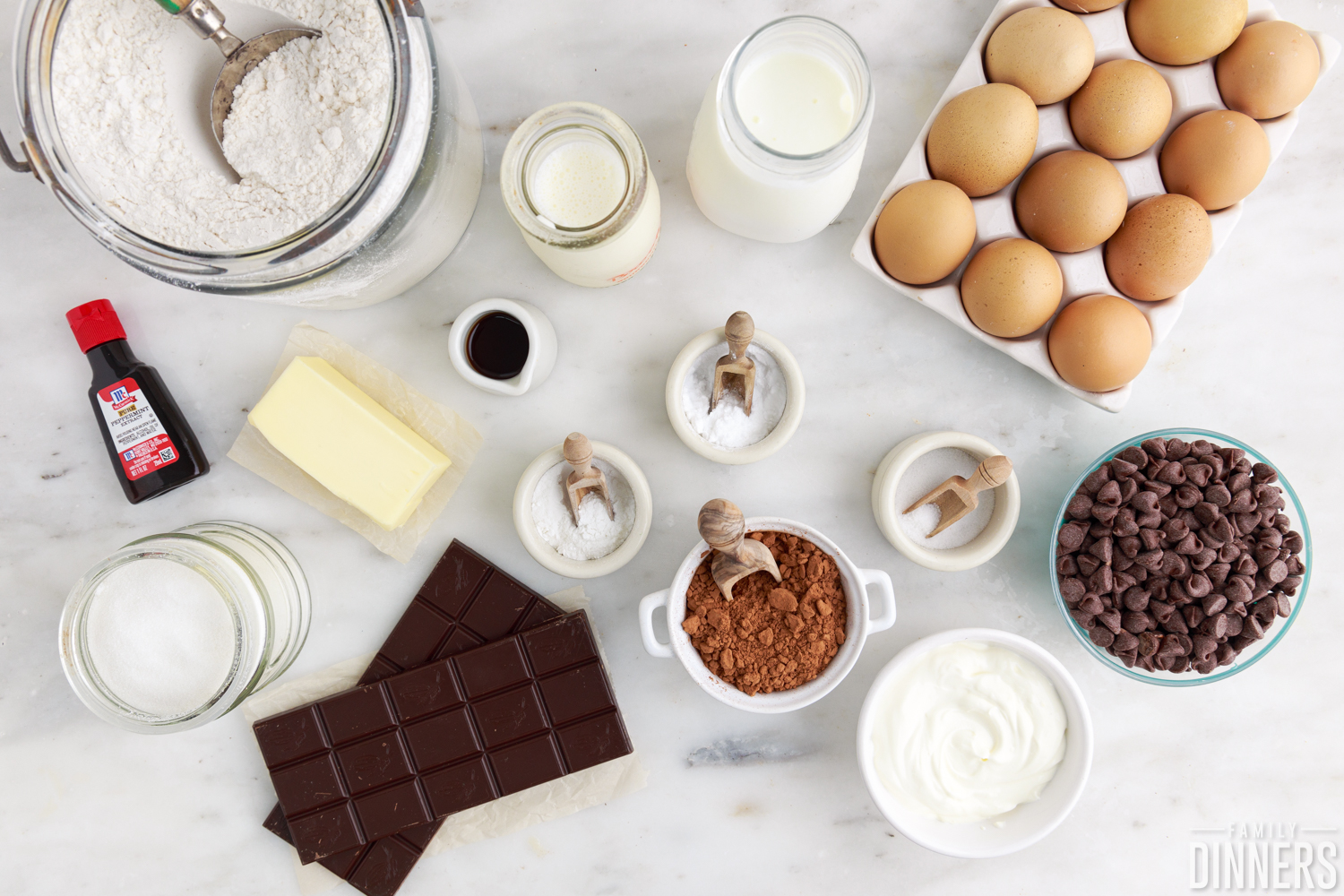 ingredients for chocolate mint muffins