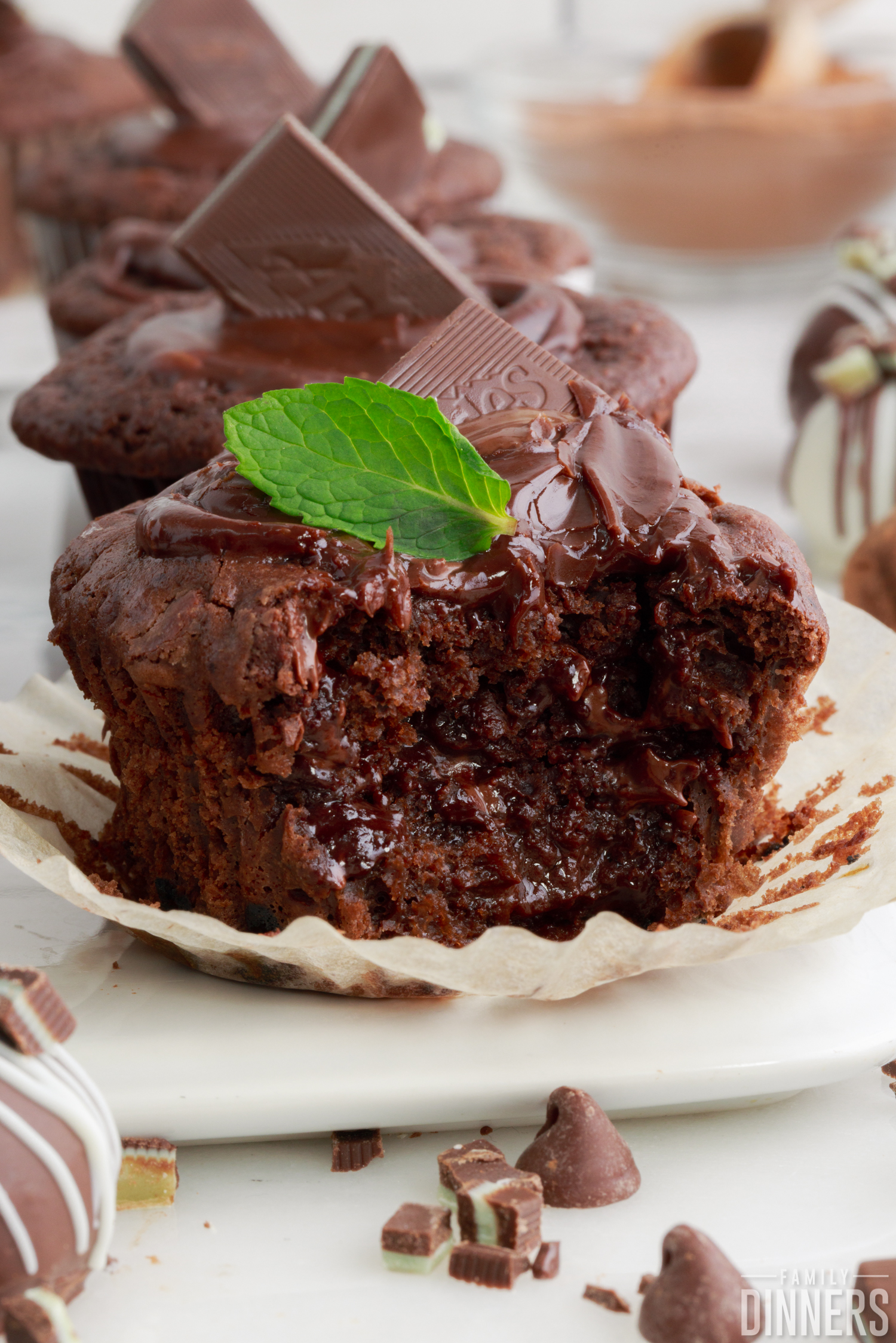 molten chocolate mint muffin