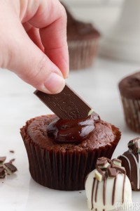 andes mint placed on chocolate mint muffin top