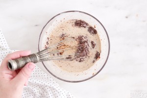 whisk chocolate and cream together