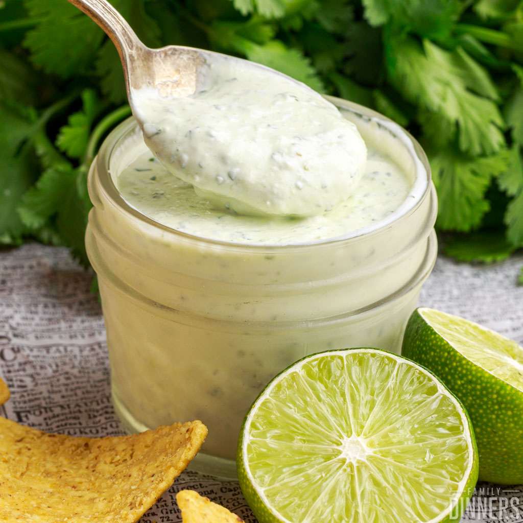 cilantro lime sour cream in a jar.