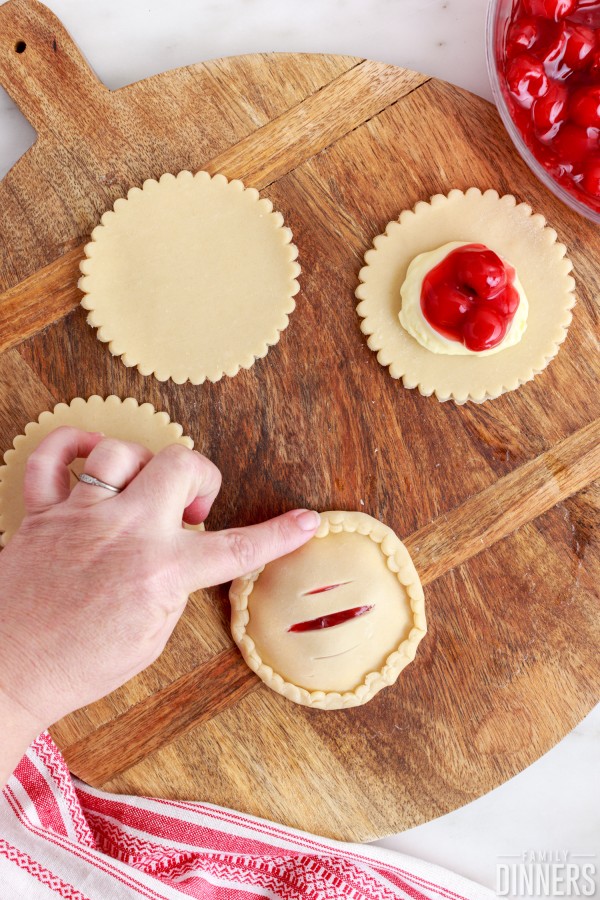 pinch sides of pie crust