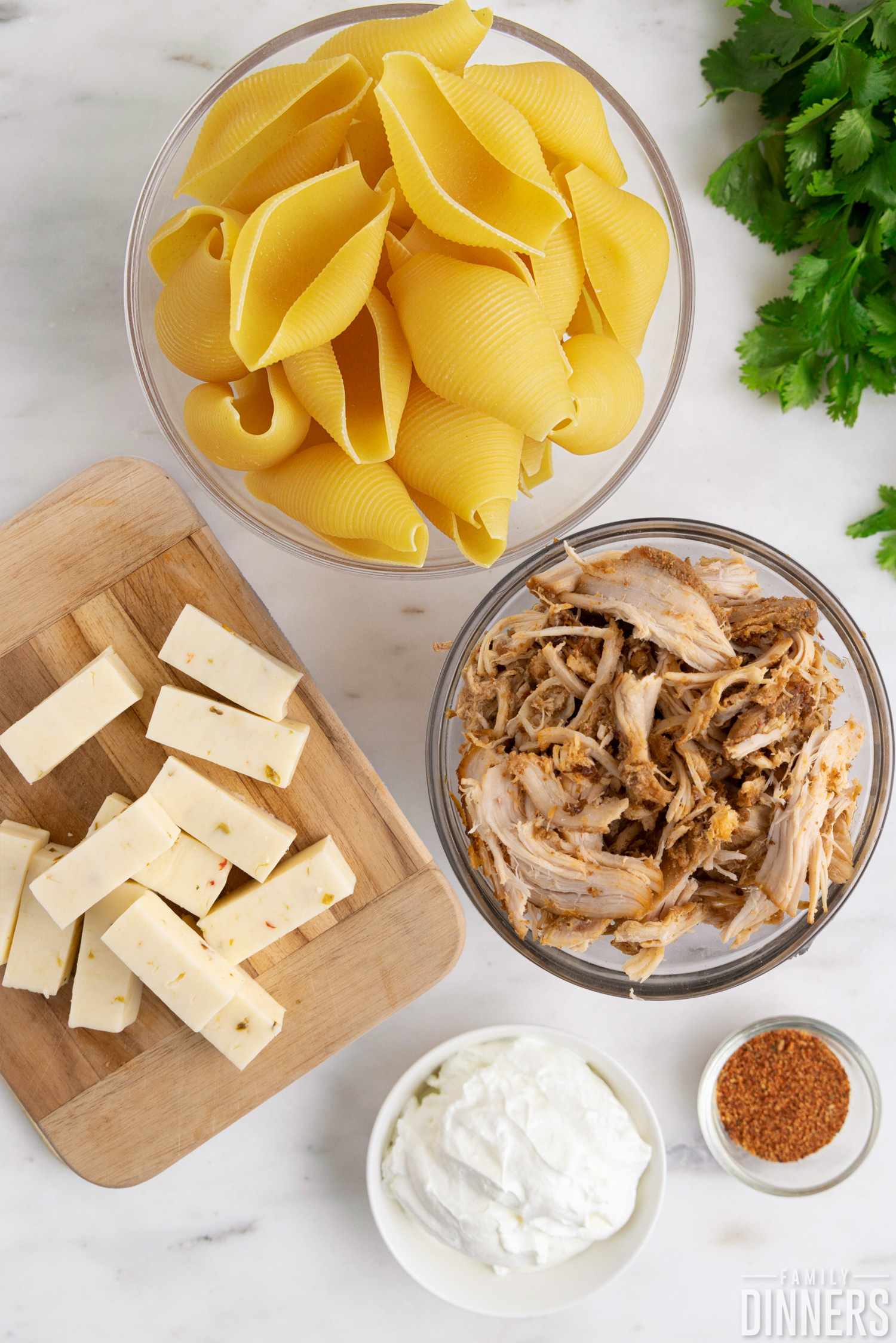 ingredients needed to make stuffed chicken shells in the air fryer