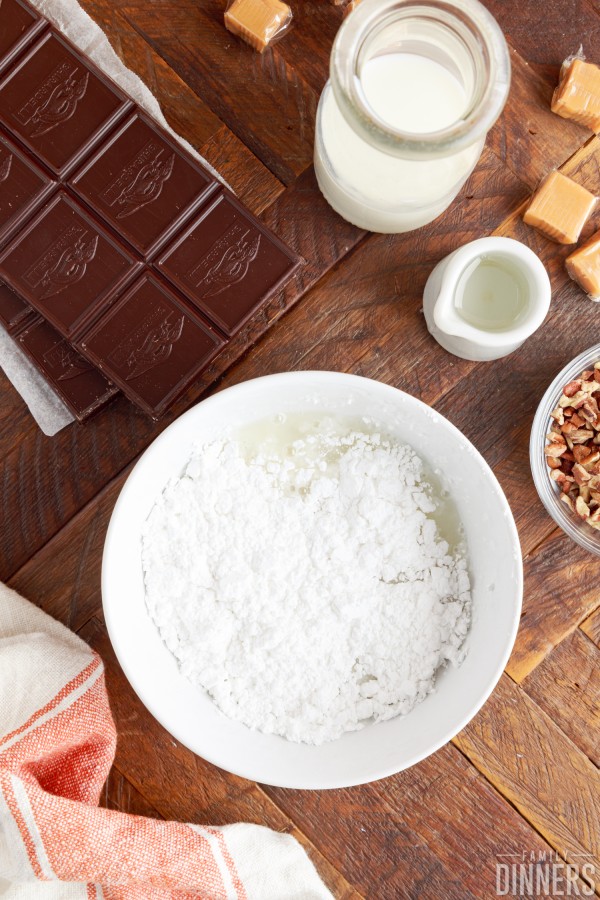 sugar glaze ingredients in a bowl