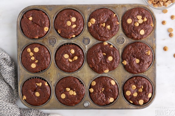 cooked chocolate peanut butter muffins