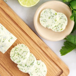 cilantro lime butter roll on wood board