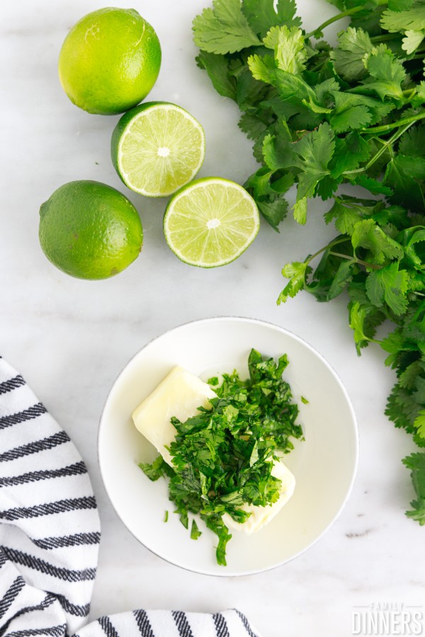 cilantro lime rice ingredients in bowl