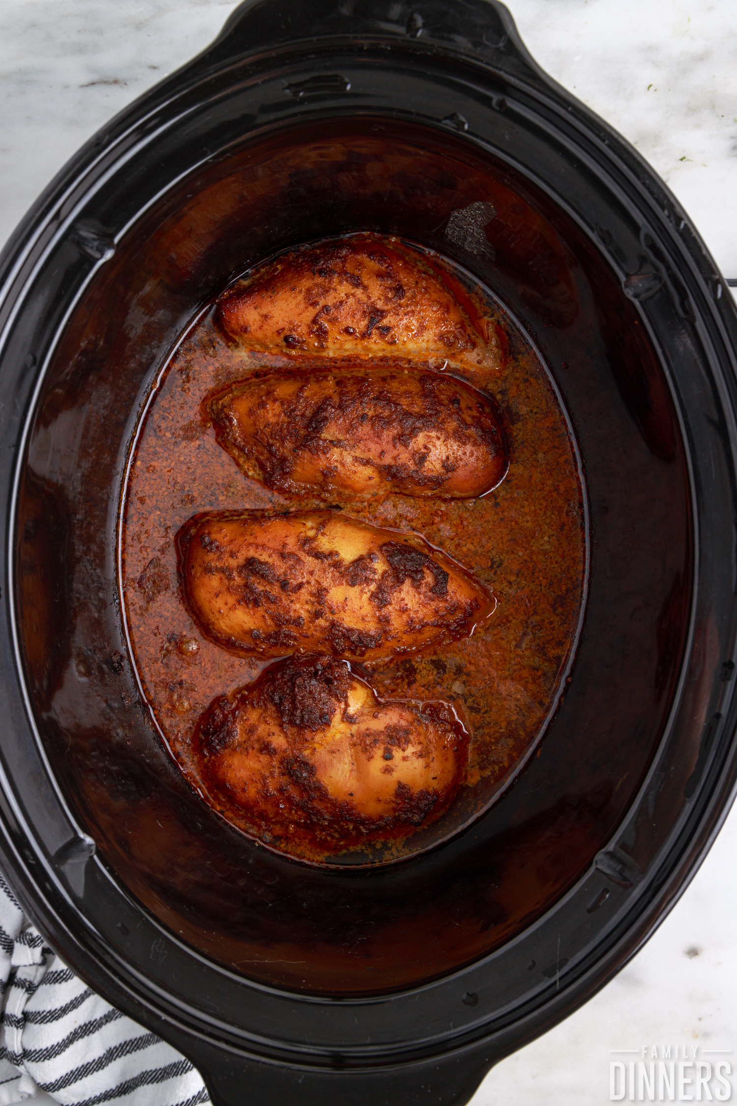 cooked chicken breasts in crock pot