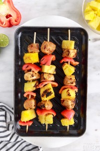 cooked kabobs on pan