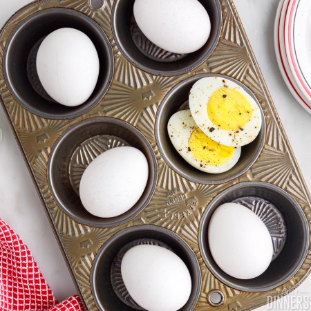 oven cooked hard boiled eggs in a muffin tin