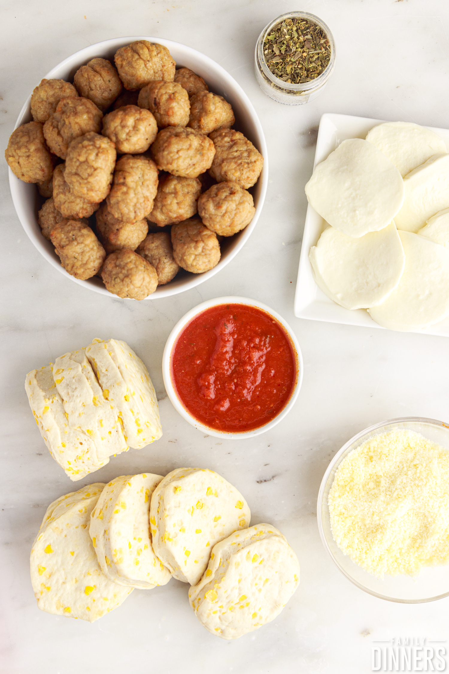 ingredients needed to make mozzarella meatball sub bites