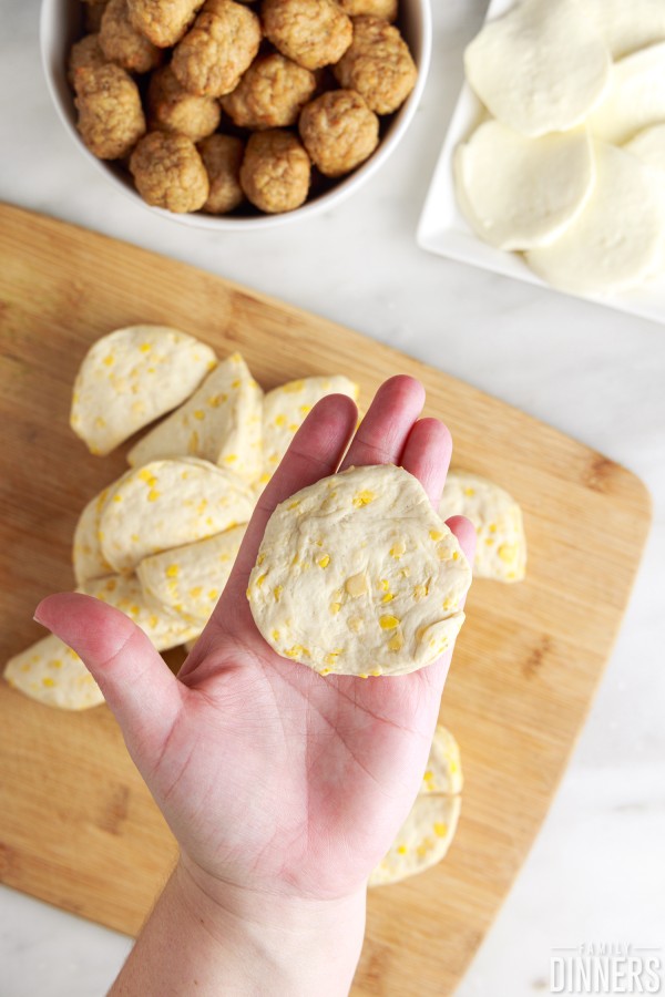 biscuit flattened out on hand