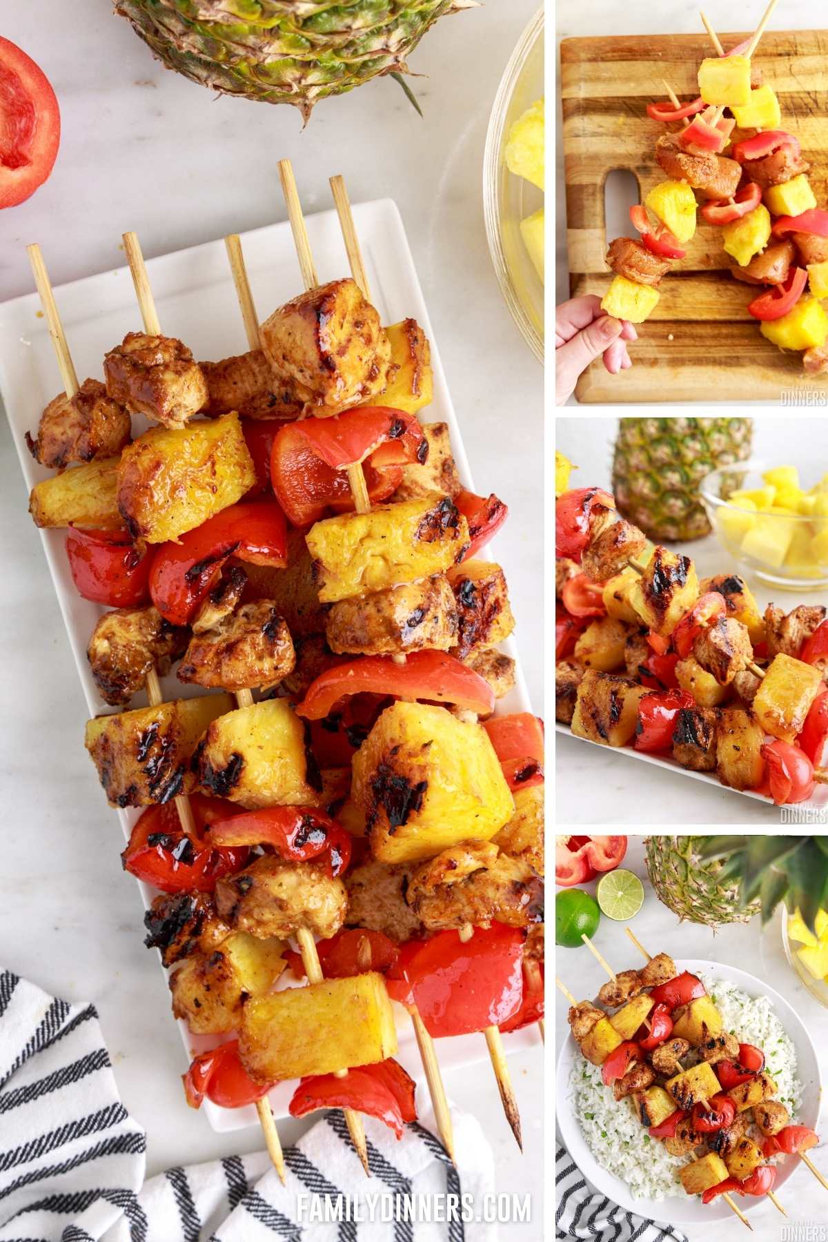 grilled chipotle chicken kabobs collage.