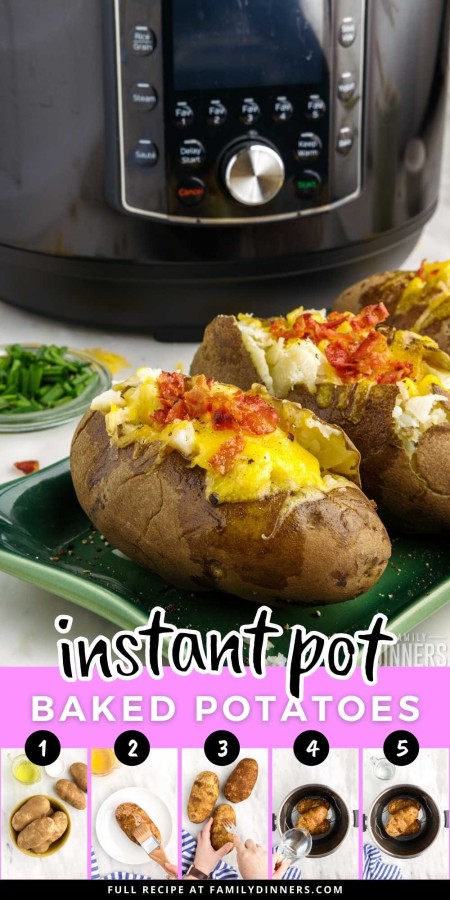 instant pot baked potato collage.