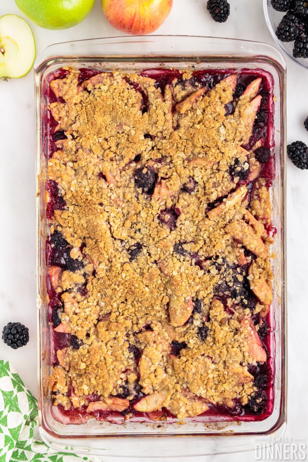 cooked blackberry and apple crumble