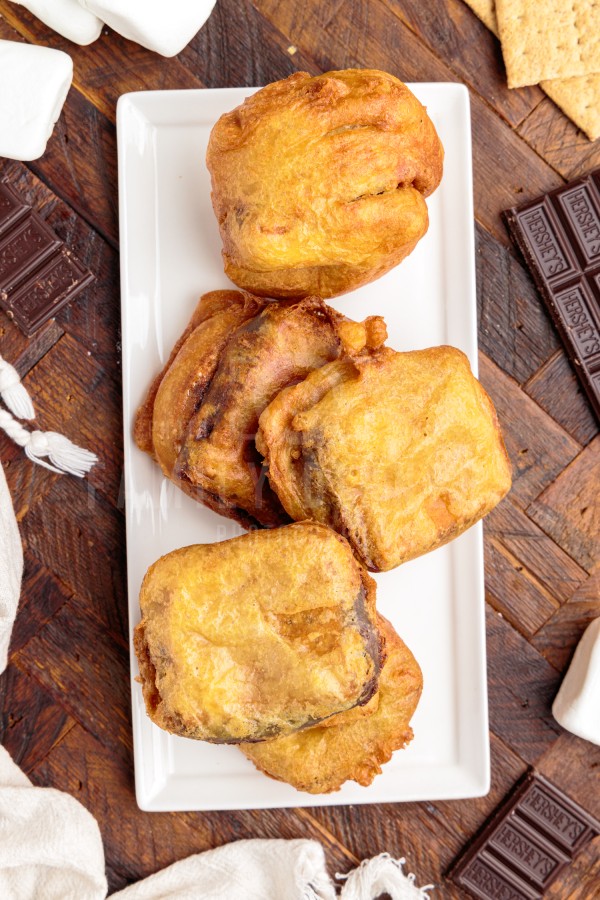 stack of deep fried s'mores