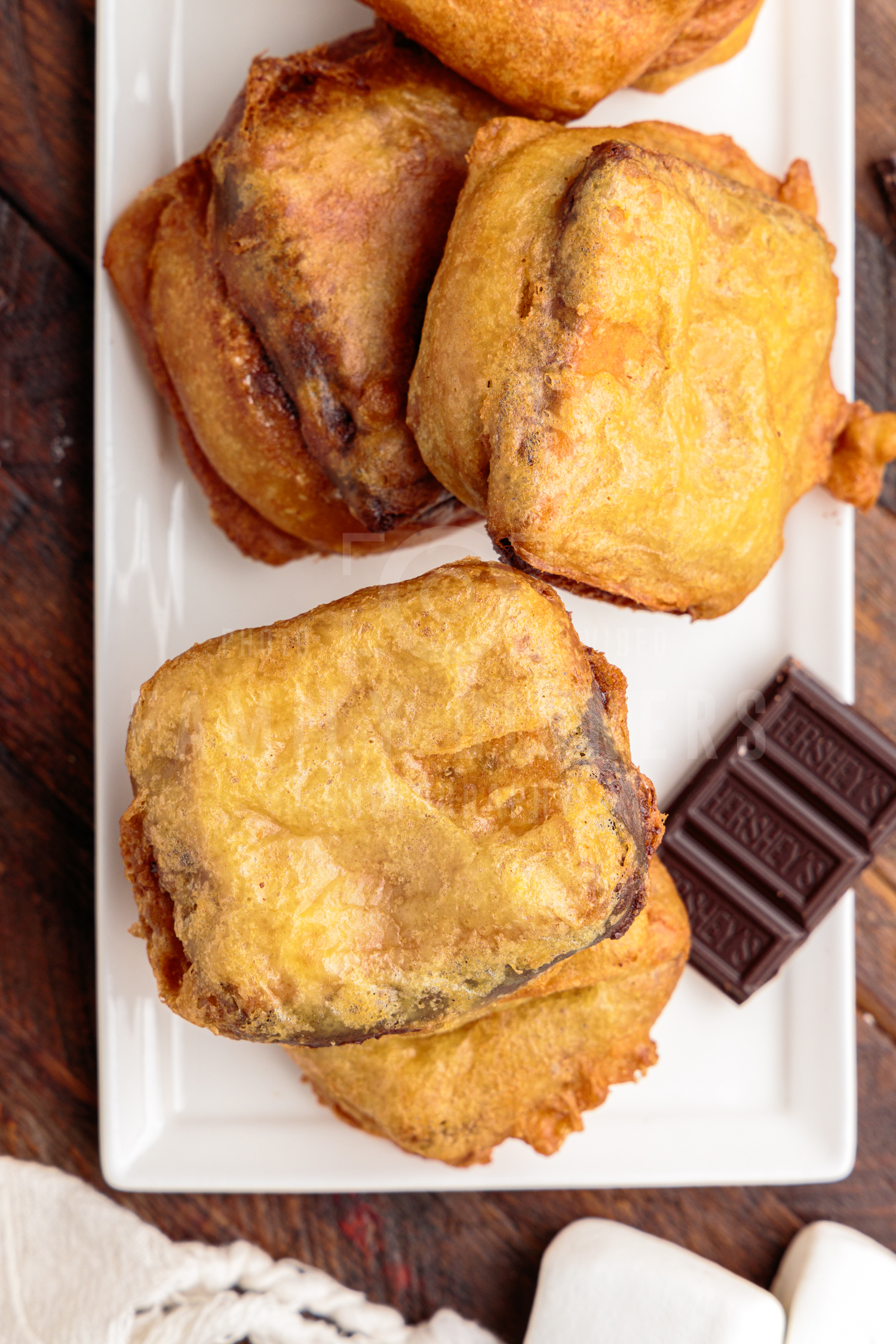 stack of deep fried s'mores.