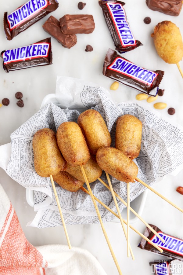 stack of deep fried snickers
