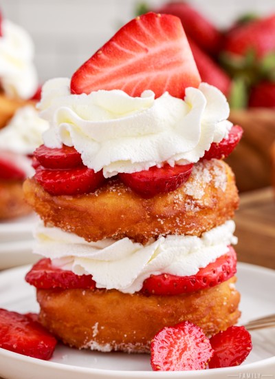 deep fried strawberry shortcake stack