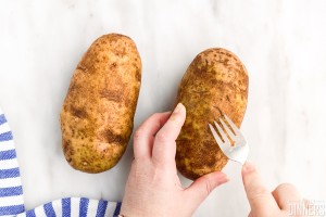 fork poking potato