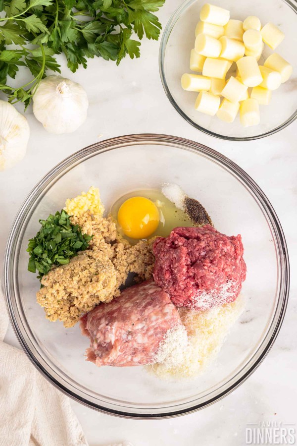 meatball ingredients in a bowl