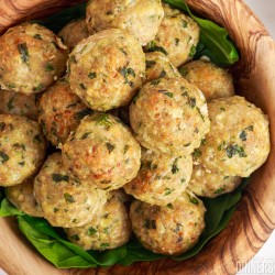 bowl of turkey and spinach meatballs