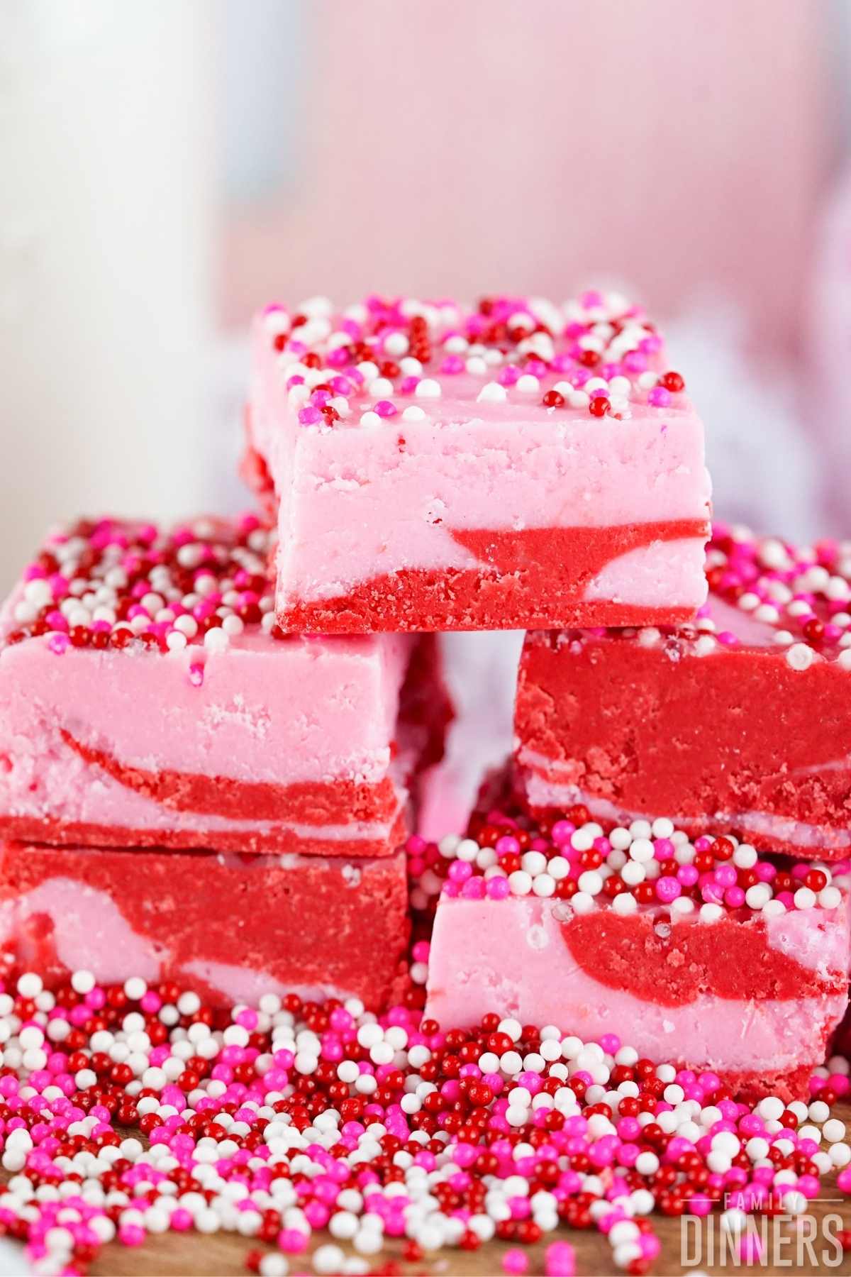 stack of valentine's day fudge