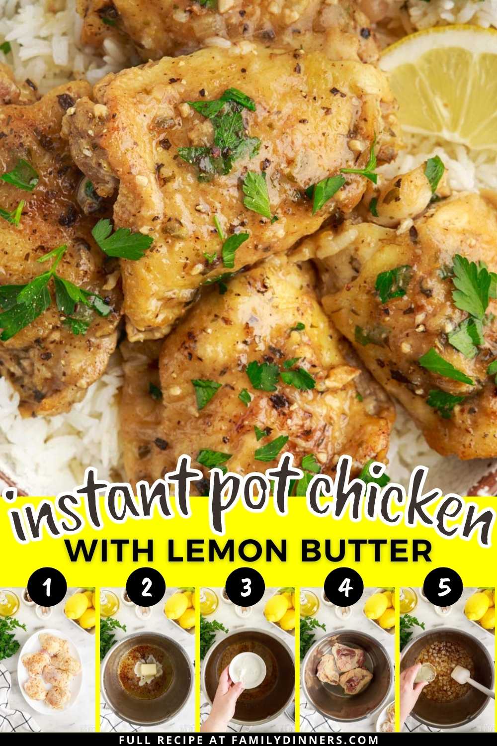 instant pot chicken thighs with lemon butter collage.