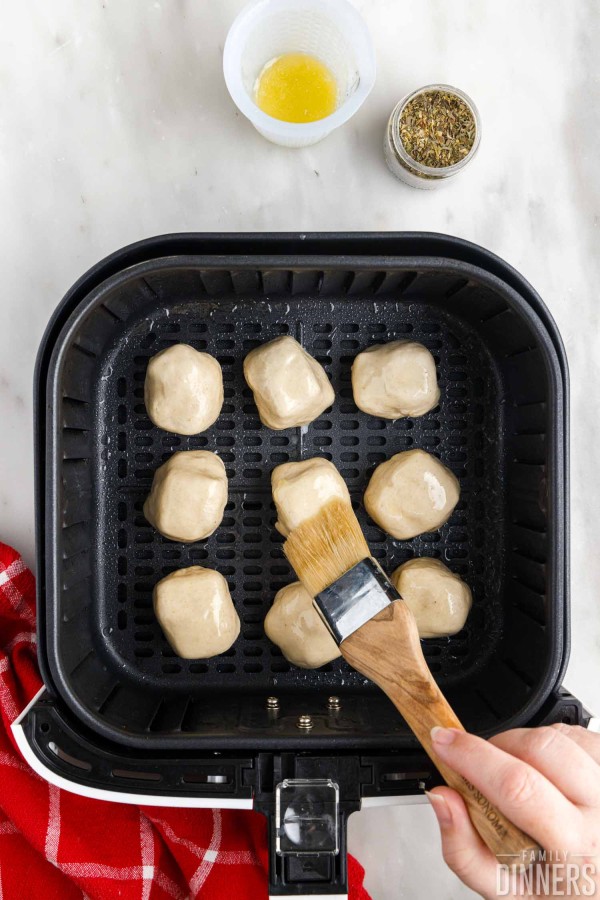 butter basted on biscuit bombs in air fryer
