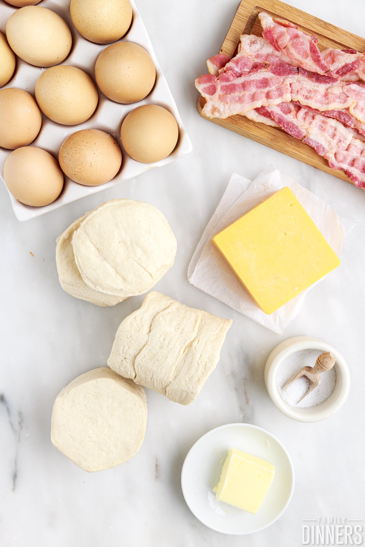 display of breakfast biscuit bites ingredients