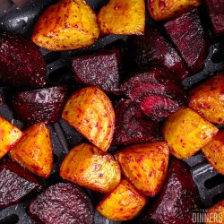 Air fryer beets close-up.