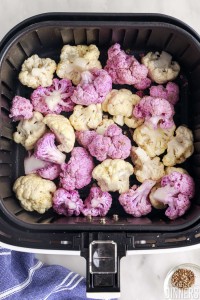 cauliflower in the air fryer basket