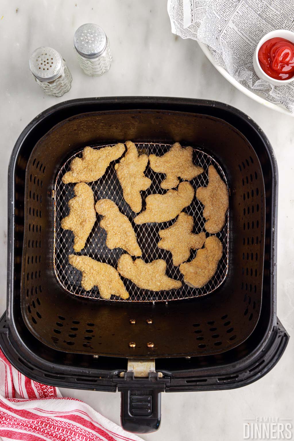uncooked chicken nuggets in the air fryer
