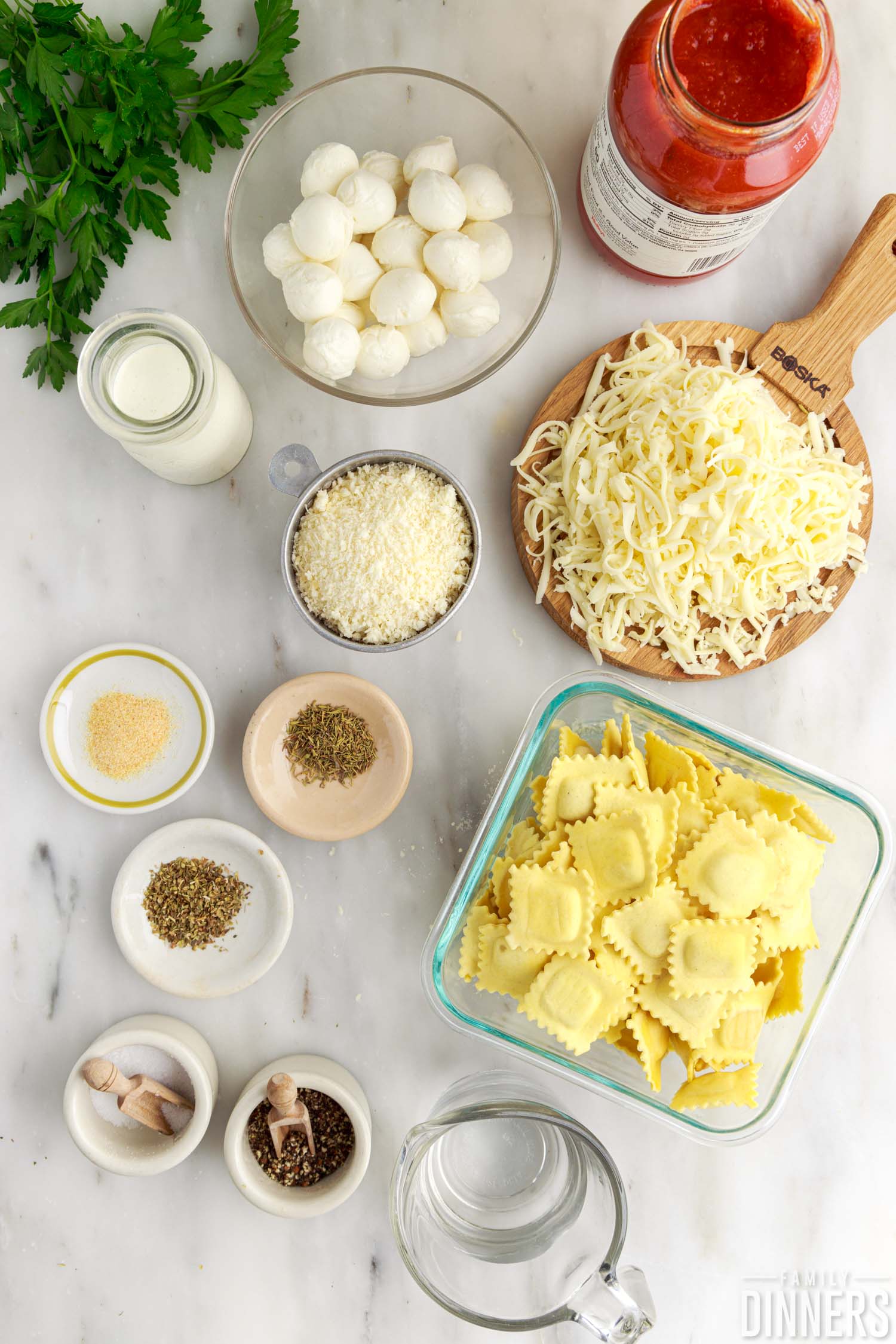 ingredients for making baked ravioli
