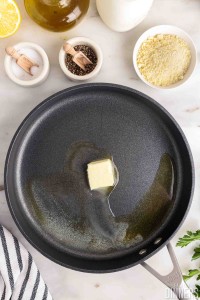 butter in pan.