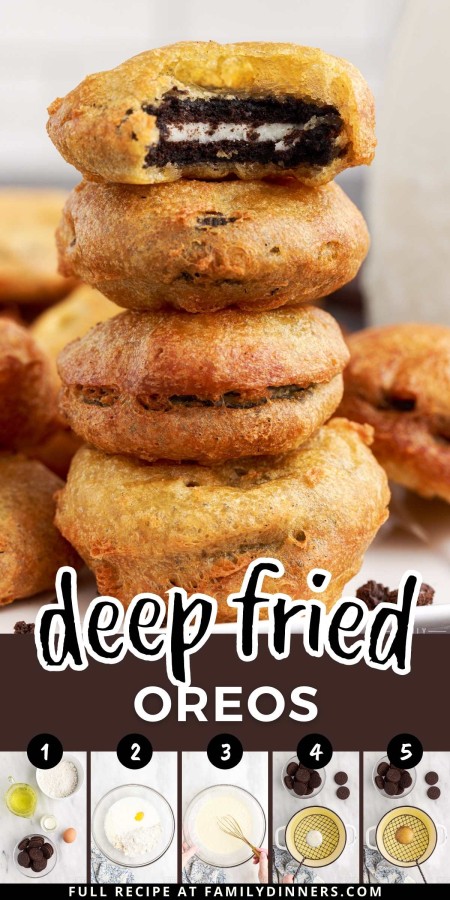 stack of deep fried oreos.