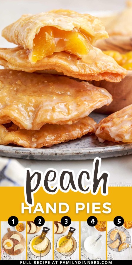 peach hand pie collage.