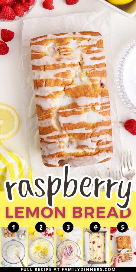 raspberry lemon bread collage.