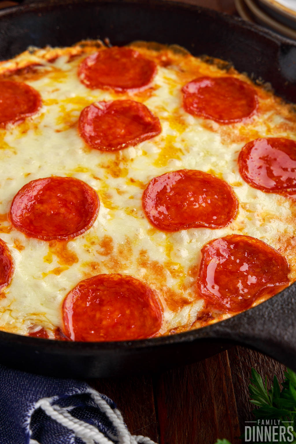close up of hot pizza dip