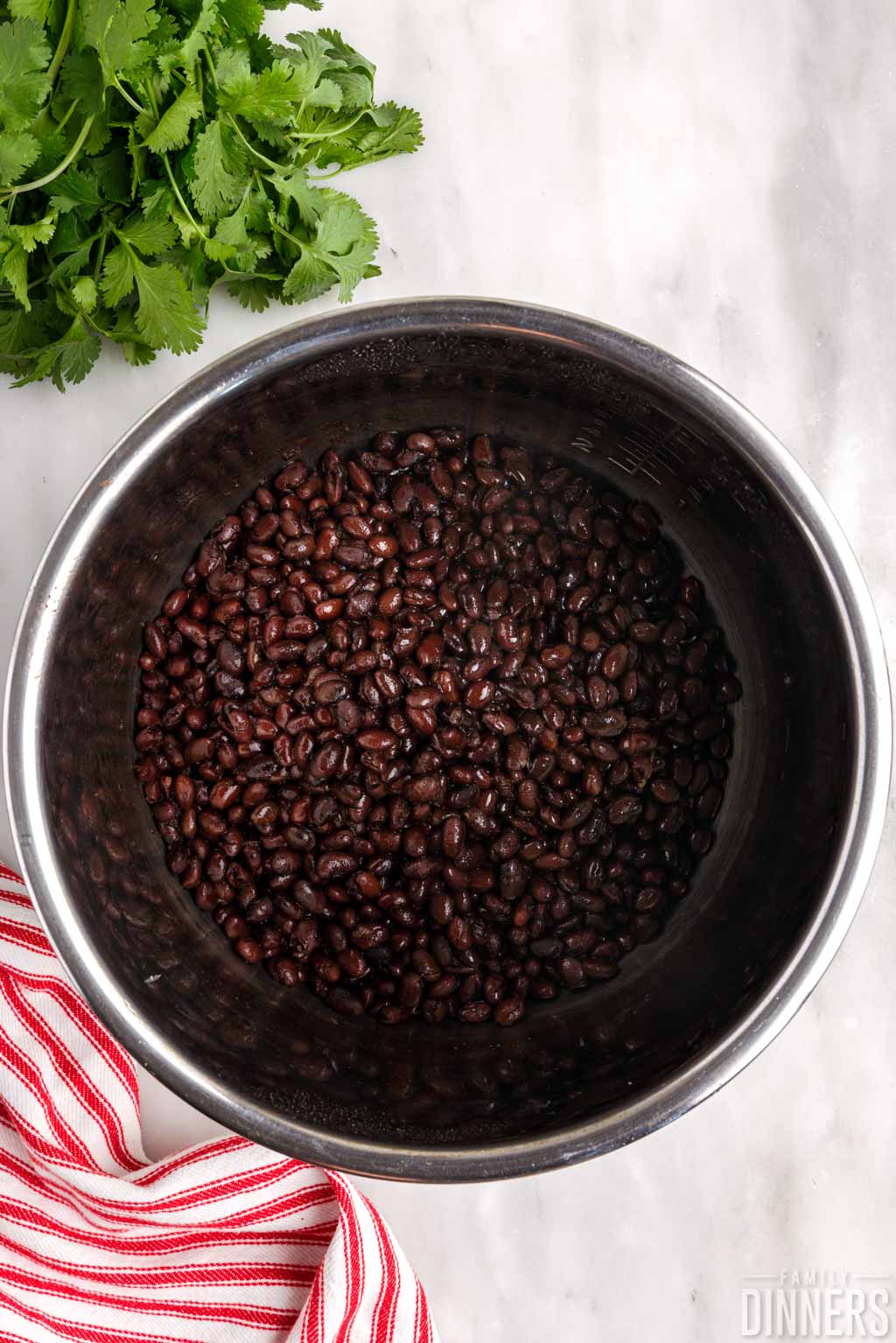 Drained black beans in instant pot.
