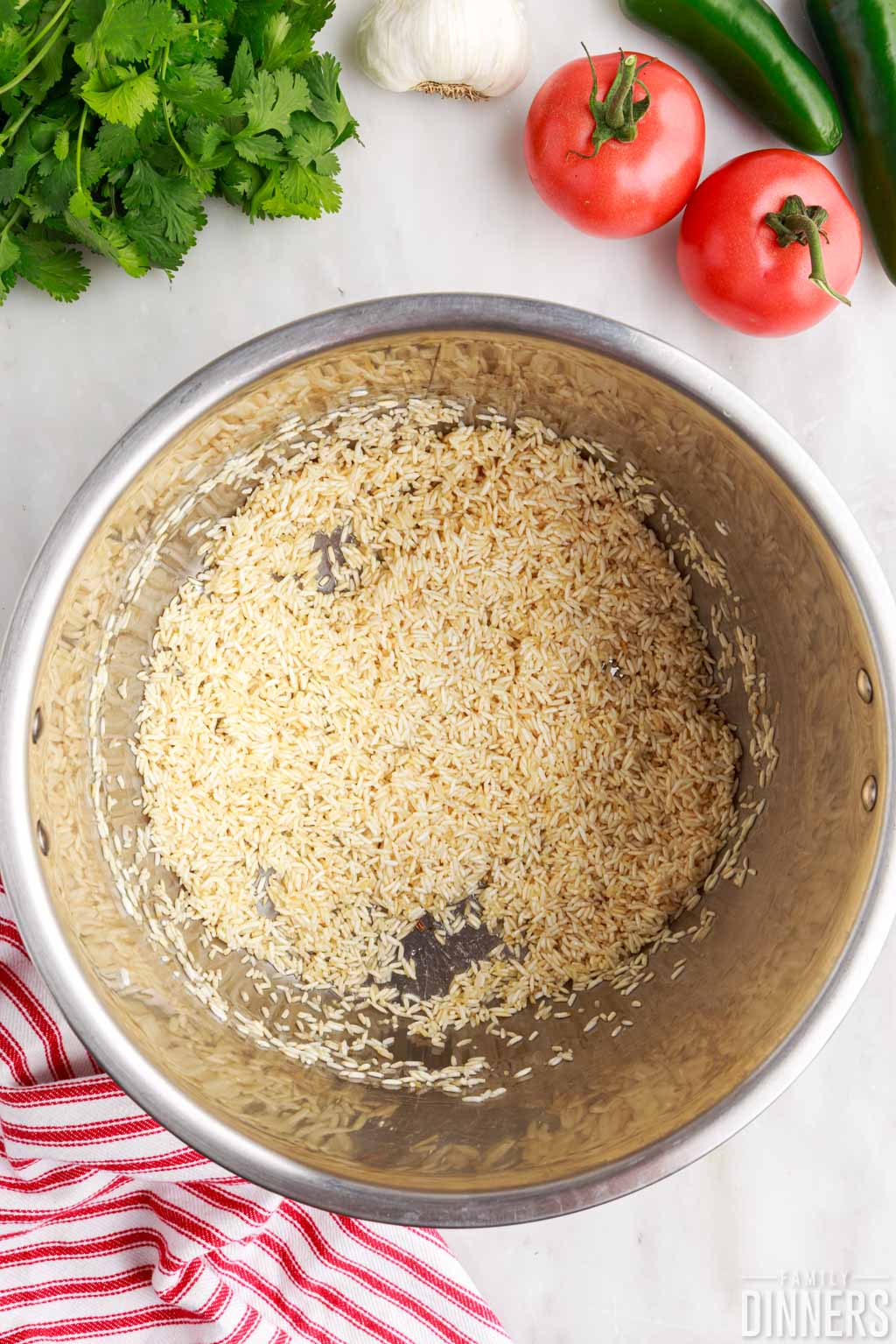 Browned rice in instant pot.
