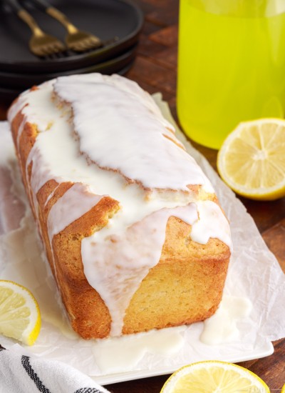 Glazed limoncello cake loaf.