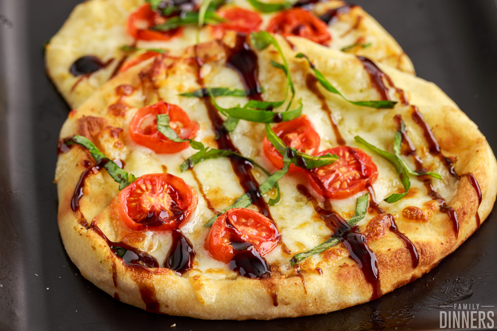 Air fryer naan caprese pizza.